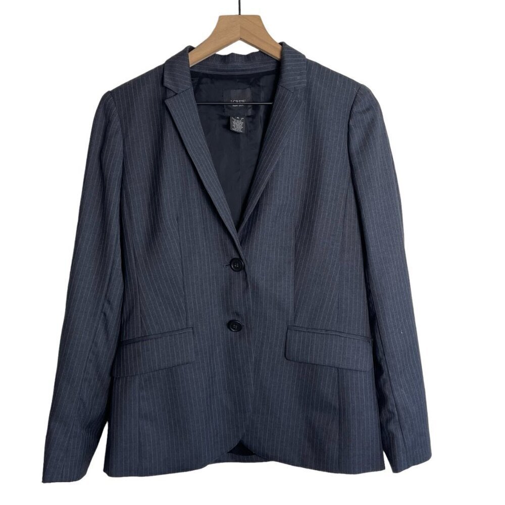 J. Crew Women Super 120  Wool Grey Pin Strip Jacket Blazer Size 6